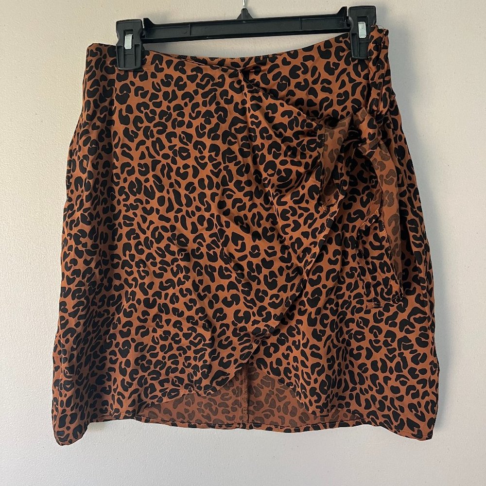 Good American High Waist Sarong Mini in Chai Leopard